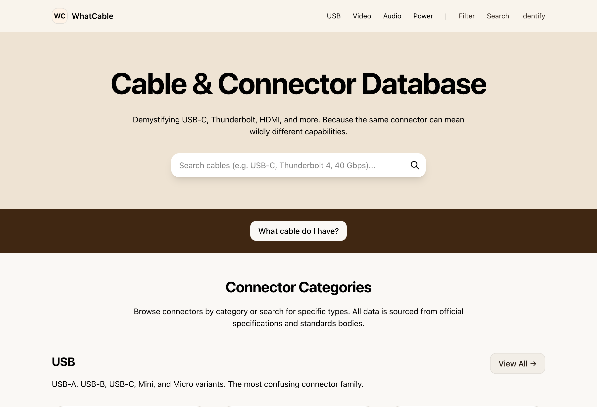 WhatCable connector database interface